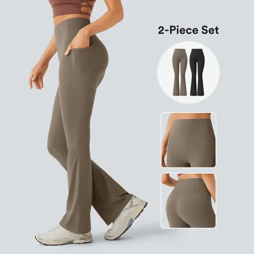 Halara 2-piece UltraSculpt High Waisted Tummy Control Pocket Shaping Yoga Bootcut Leggings set