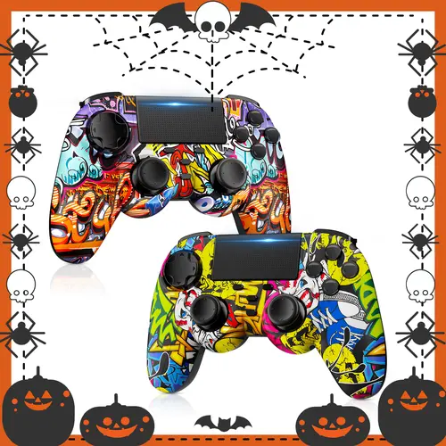 2 Pack Wireless PS4 Controller with Turbo Function Compatible with PlayStation 4/PS4 Slim/PS4 Pro/PC Windows Accessories Android PS4 Six-Axis Sensor Dual Vibration Motors 1000mAh Battery - Gaming Set
