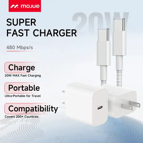 2 Pack 20W Super Fast Phone Charger with 10FT/6FT Type-C to Type-C Multi Charger Cable - Fast Charging Solution for iPhone 17/16/15, iPads & Android Devices