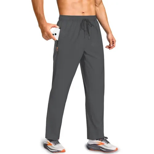 Men's Lightweight Hiking Pants Quick-Dry Water-Proof Sweatpants Joggers with Zipper Pockets for Workout Travel Running Sports Jogging Wear