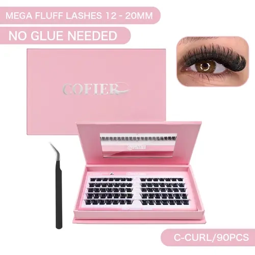 Cofier 200D Self-Adhesive False Eyelash Clusters Kit - Non-Toxic, No Glue Needed, Easy Wear, Reusable DIY Fluffy Synthetic Fibers, Lightweight 70/80 PCS, Bold Look, Makeup Cosmetic Gift