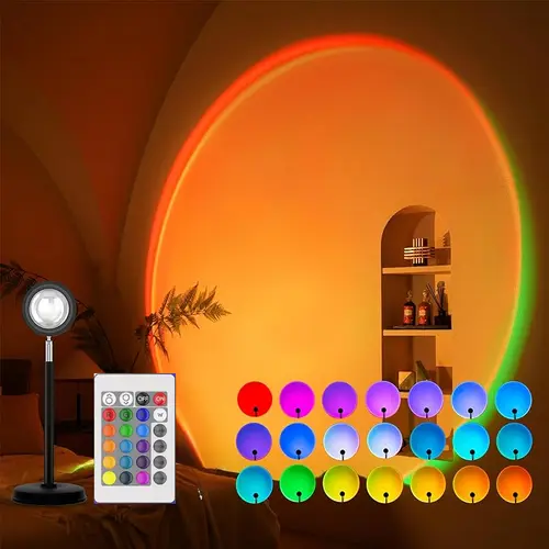 180-Degree Rotation Adjustable LED Mood Lamp with Push Button Switch, Color Changing RGB Lighting (Bulb Included) – Bedroom LED Lights for Home Improvement Indoor Decor