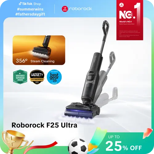 Roborock F25 series Ultra Steam Wet Dry Vacuum Cleaner, 356°F Steam Mop & 187°F Hot Water Cordless Vacuum Mop All in One, Floor Washer with Blue Light, 194°F Self-Cleaning, 180° Lay-Flat, AI Assitant Wheels  #roborocknewarrives  #TikTokShopFallDealsForYou