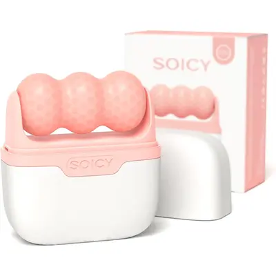 SOICY S30 2-in-1 Ice Roller Pink Facial Massager Skincare Rollers for Face & Eyes
