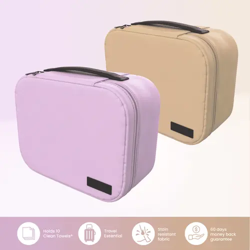CLEAN SKIN CLUB Travel Cosmetic Makeup Bag Lilac or Sand