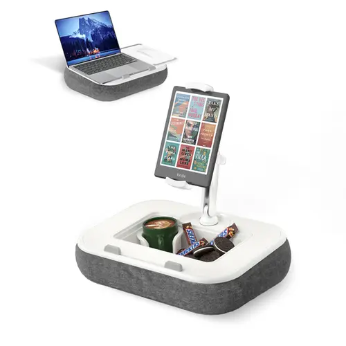 Viozon Adjustable Height Stand with Snack Bowl - Hands-Free Lap Desk for Bed,Couch, Tablet Accessories, Computer Accessories, Fits 4.7-13" iPad/Kindle/Smartphone, Up to 15" Laptop, Reading Support