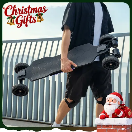 Youth S10 High-Powered Electric Skateboard for Urban Commute - 32MPH Top Speed, 28mi Range, 3000W Motor, 8-Ply Maple+Fiberglass Deck, 6in Off-Road Rubber Skateboard Light Up Wheels with Customizable LED Lighting, Remote Control, UL2272 Certified, Rubber W