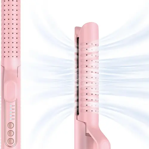 Unisex Plug-Powered 2-in-1 360° Airflow Styler Hair Tool (US), 1.5in ABS Titanium Straightening Iron with Ionic Cool Air for Bouncy Curls, Dual Voltage Curls & Straightens Hair Tool