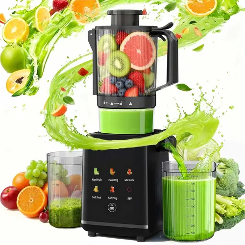 COWSAR Whole Fruit Press Type Juicer - 5.4in Oversize Feeder Mouth Slow Masticating Countertop Appliance, Plug-in Cold Press with High Yield, Easy Assembly & Cleaning, Countertop Juicers