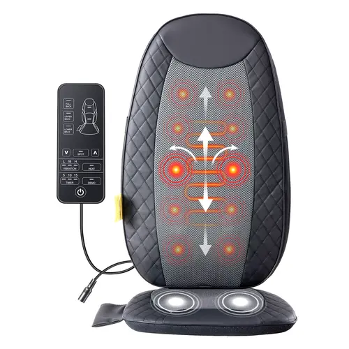 Sweetcrispy Heated Adjustable Foam Shiatsu Neck & Back Massage Chair Pad - Vibrating Household Textile Chair Cover with Heating Function, Multi-Zone Deep Knead, Back & Muscle Pain Relief