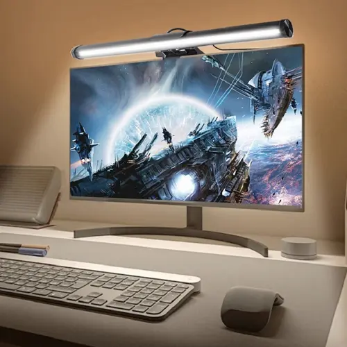 11.8in LED Monitor Light Bar, Eye-Care USB Computer Desk Lamp, Dimmable 3 Color Temperature RGB Screen Light, Touch Control Adjustable Monitor Lamp for Gaming Home Office