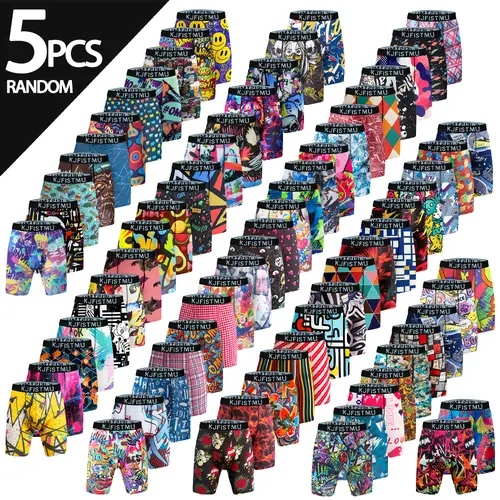 KJFISTMU Menswear 5-Pack Boxer Briefs Set Cool Breathable Moisture-Wicking Anti-Chafing Viscose Bamboo Fiber Ultra-Soft Elastic Year-Round Sports Casual Socks Gym