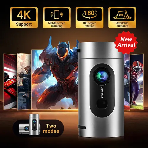 Portable Smart Mini Android Home Cinema Projector - 160 ANSI Lumens, 4K Supported, Auto Focus, WiFi 6 Smooth Play, Bluetooth 5.0, Built-in Apps, Powerful Stereo Speakers, Premium Durable Design, Carry-size, for Bedroom Gaming, Cool Gadgets for Adults