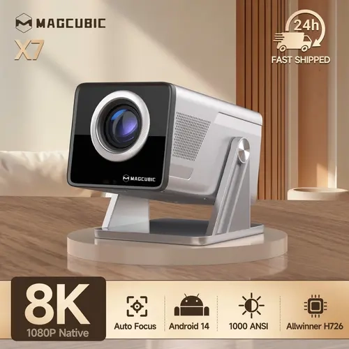 [US warehouse] Magcubic X7 Projector 1000ANSI Auto Focus 8K Decode Android 14.0 Built-In HiFi Speaker Auto Obstacle Avoidance & Fully Keystone Correction Dual WiFi6 BT5.4 Native 1080P 180° Rotatable Allwinner H726 #tiktokshopstockup