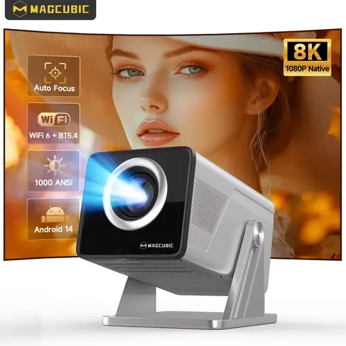 [US warehouse] Magcubic X7 1000ANSI Projector Auto Focus 8K Decode Android 14.0 Built-In HiFi Speaker Auto Obstacle Avoidance & Fully Keystone Correction Dual WiFi6 BT5.4 Native 1080P 180° Rotatable Allwinner H726 #tiktokshopstockup