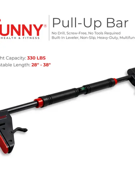 SUNNY 330LBS Pull Up Bar Adjustable 28"-38" No Drill Tools Installation Damage Free for Door Room Wall Twist Handlebar to Tighten Non-Slip Heavy-Duty Bar for Home Workouts Chest Strength Muscle Training Push Ups Body Fitness Gym Equipment Arm Trainer