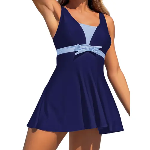 Aleumdr Women's Printed Two Piece Tankini Swimsuits Tummy Control Swim Dress High Waisted Boyshort with Pockets Soft Nylon Spandex Blend Adjustable Straps SwimWeek Vacationoutfits Summerstyle