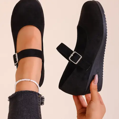 Women's Mary Jane Shoes, Classic Round-Toe Design with Buckle Strap, Comfortable Retro Footwear for Spring and Fall, Vintage