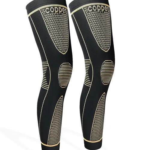 Copper Fiber Full Leg Sleeves - Unisex Pull-On Compression Fitness Gear, Non-Slip Knee Support, Body Support Protective Gear for Injury Prevention, Active Recovery, Weightlifting, Lower Body Band Protective Gear, Weight Lifting Support, Leg Day Recovery