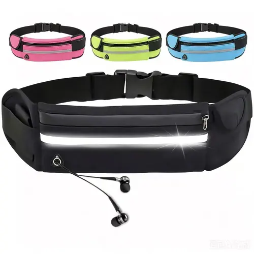 Unisex Adults Outdoor Sport Waist Pouch - Waterproof, Adjustable Strap (27"-48" Waist), Zipper Closure, Phone Holder, Headphone Port, for Running Jogging