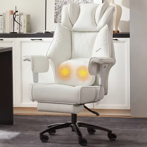 Summervibes Dowinx Big and Tall Office Chair with Massage Lumbar Support,Executive Office Chair with Wide Thick Seat Cushion and Adjustable Armrest,Mesh Computer Gaming Chairs with Footrest (Black)