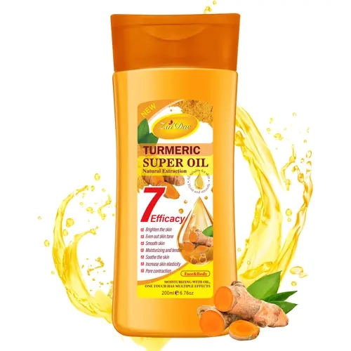 ZaiDoc Turmeric Super Oil 7 Efficacy Natural Extraction 200ml Brighten Smooth Skin Moisturize Tenderly Enhance Elasticity for Face Body