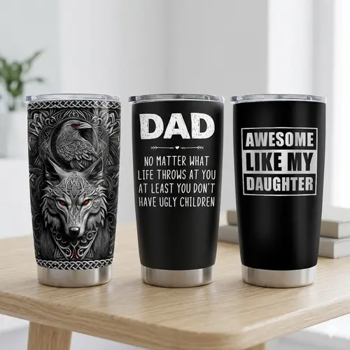 SANDJEST Dad Collection 20oz Tumbler with Lid, Stainless Steel Insulated Vacuum Cup, Double Wall Coffee Travel Mug, Father's Day Gift for Him Step Dad