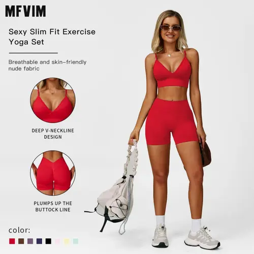 Women’s 2-Piece Sportswear Set - Sleeveless Spaghetti Strap Backless Crop Camisole Tank Top & High Waisted Skinny Shorts, Sleeveless Exercise Workout Sets Women, Yoga Gym Outfits, Sporty Style Outfits for Indoor & Outdoor Use