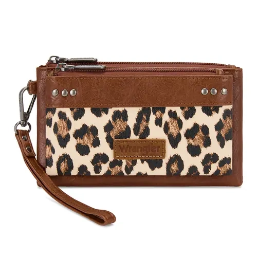 Wrangler Leopard Wallets for Women Large Card Cases with Rfid Protection and Lining