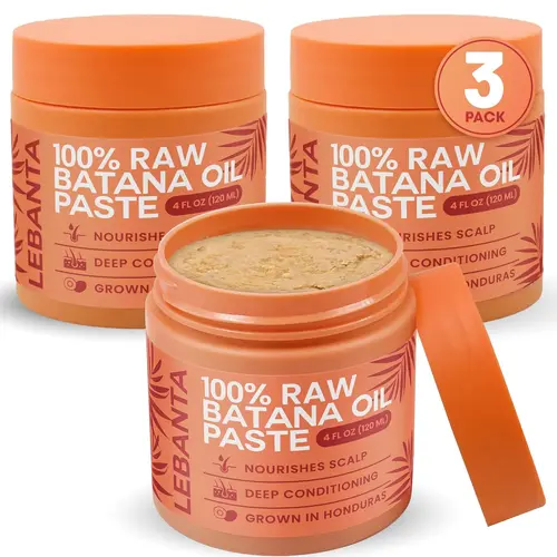 Lebanta Raw Batana Oil for Hair Growth - 100% Pure, Organic 4oz x (3PK) Batana from Honduras for Thick and Strong Natural Hair - Dr. Sebi Unrefined Cold Pressed Cosmetic Scalp Mask for Men & Women (1 Pack)