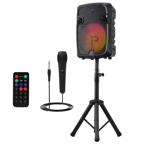 12" Deep Bass Bluetooth Rechargeable Speaker System - Multifunctional Portable Stereo Sound Speaker with Stand, Microphone, 12" Woofer, 1.5" Tweeter, LED Light, USB Port, Type-C Charging, AUX Input, Solid ABS Design (Bluetooth for Easy Pairing)