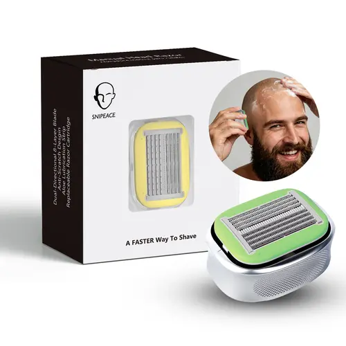SNIPEACE Bald Head Razor for Men Dual Directional 8 Layer Blade Head Shaver, Anti Scratch Comb & Anti Bump Design, Full Body Waterproof Washable, Replaceable Heads & Full Body Shaving (Legs/Arms), Sensitive Skin Friendly, Ideal for Travel
