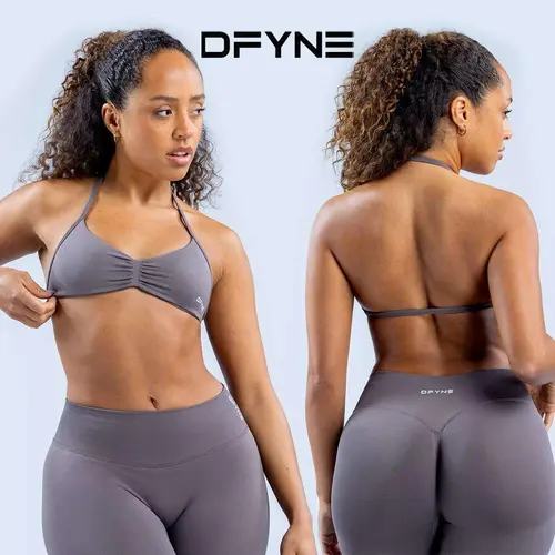 DFYNE Impact Strappy Bra & Shorts/Leggings Set – Seamless Sculpt Fit with Stylish Cross-Back Bra & Booty-Lifting Bottoms Gym Exercise Activewear Casual Workout Loungewear Skinny Sportswear Tight Sports
