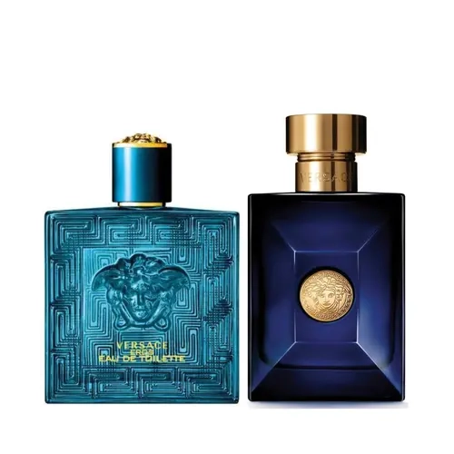 Versace Eros & Dylan Blue 2-Pack Perfume Set for Men | 3.4 oz Each | Long Lasting Fresh Woody Fragrance for Men | Iconic Eau de Toilette Gift Set