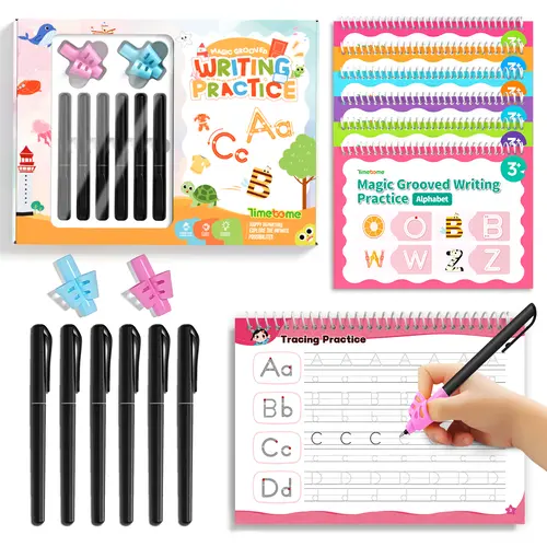 TIMETOME 6-Bookset Spiral Notebooks with Reusable Grooved Design - School Supplies for Early Elementary Students, Math Exercises, Drawing Activities - Perfect Gift