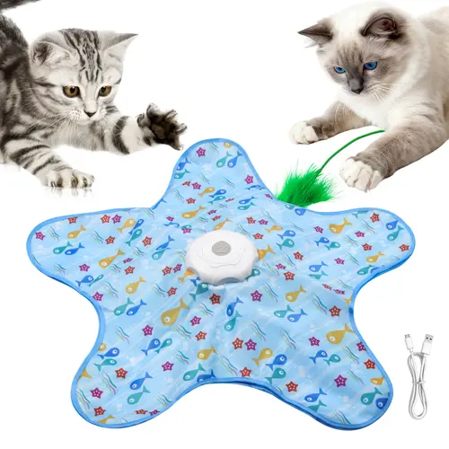 Interactive Unpredicatable Moving Feather Hunting Cat Toy , Hide and Seek Rechargeable Cat toy for bored cat,Automatic Chargeable，Indoor Exercise & Boredom Relief for All Breeds cats , #SummerWins #DealsForYouDays