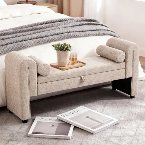 【DealsforYouDays】 Modern Ottoman Bench - Velvet Upholstered Multifunctional Stool, Multipurpose Flat-Top Storage Furniture for Bedroom, Living Room Accent Use