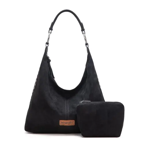 Wrangler Western 2PCS Set Hobo & Wallet Ultra suede Fall Purse for Women Everyday Use Commute Bag Practicality Meets Style