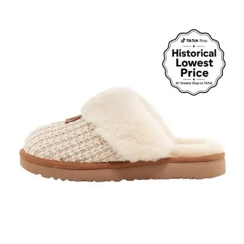 UGG Women's Solid Cream Slip-On Warm Indoor Footwear - 7 US Warm House Slippers, Soft Round-Toe Flat House Shoes, Cloud-Like Comfort Soft Sole Loungewear Shoes (runs small)