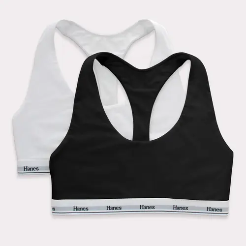 Hanes Originals Racerback Bralette Breathable Stretch Cotton 2-pack Women's Bra Multi Pack Comfortable Fit Everyday Support Mho101