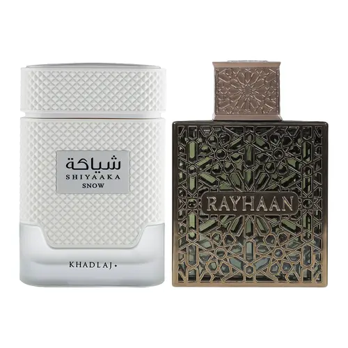 Viral Duo 2 Piece Fragrance Bundle (Khadlaj Shiyaaka Snow for Men + Rayhaan Terra for Unisex) Eau de Parfum Spray, 3.4 Ounce Each