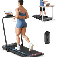 THERUN Foldable Walking Pad, Treadmill with Handle Bar, 265 lbs Load Shock Absorption LED Display & Remote Control Compact Treadmill for Home & Office Exercise