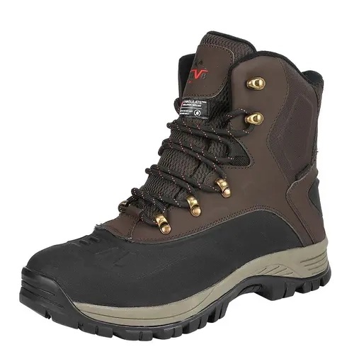 【Fall Deals】NORTIV 8 Men's Waterproof Winter Snow Boots - 1 Pair, 200g Insulation, Lace-Up Laces, Synthetic Toe, Cushioned, Slip-Resistant Rubber Sole, Men's Footwear, Walking Shoes (US Sizes)
