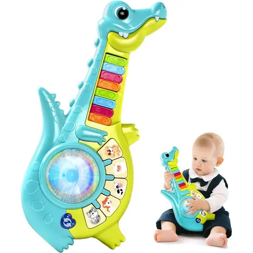 Plastic Sensory Music Learning Piano-Guitar Toy with Animal Sounds, Toddler Educational Baby Item, 1st-Birthday Gift for 1-2 Years Toys for Boys & Girls