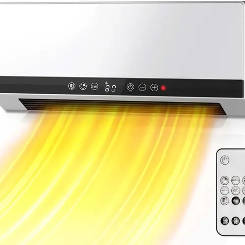 XBEAUTY 1500W Space-Saving Wall Heater - Rapid Heating Home Appliance with Dual Modes, Window Indicator, 7-Day/24-Hour Timer, LED Touchscreen, Remote Control, IP22 Waterproof, Digital Temp Control, Energy Efficient, Scheduled Shutdown for Bedroom, Office