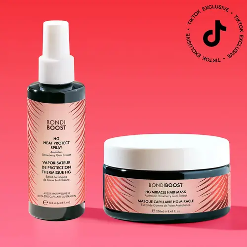 Strawberry Gum Heat Protect Spray & Miracle Hair Mask by BondiBoost, TikTok Exclusive, Antioxidant-Rich Strawberry Gum Extract Duo for Shine & Strength, Silky Hydrated Glossy Hair