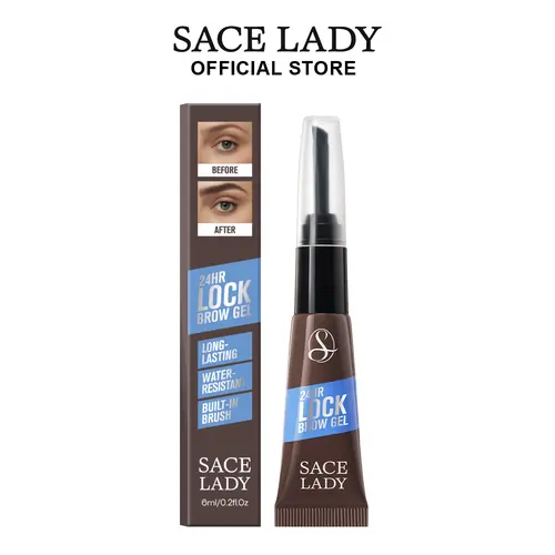 SACE LADY 6ml Long-Wear Waterproof Brow Gel Cosmetic - 01 Light Brown-New Version Brush-In Brow Enhancer, Copolymer-Infused Makeup Product with Built-In Brush, 24H Lock Shaping, Color Correction, Natural Look, Mineral Oil-Free (SummerFinds)