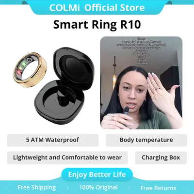COLMI R10 Smart Ring for Women with Heart Rate Blood Oxygen Sleep Monitoring Pedometer Fitness Tracker and Exquisite Appearance Wearable Rose Gold