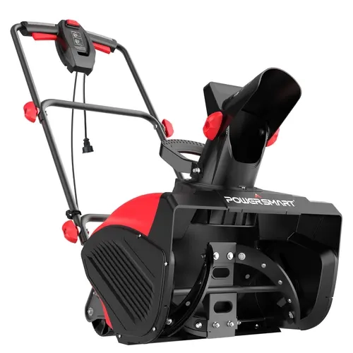 PowerSmart Corded Snow Blower Power Tool - 18-Inch Path/21-Inch Model, 15-Amp Electric Snow Thrower, 17" Clearing Width, 180-Degree Chute Control, 30' Throwing Distance, Rubber Components, DB7517/DB7521
