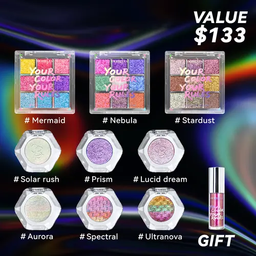 [Exclusive Set]Ourbella Best Sellers All-In Eyeshadow Bundle Set With Gifts, Sparkly Iridescent Shimmer Makeup, Color-Shifting Eyeshadow Set, Long-Lasting Metallic Smooth formula Eyemakeup,Gift for girls,TikTokShopblackfriday